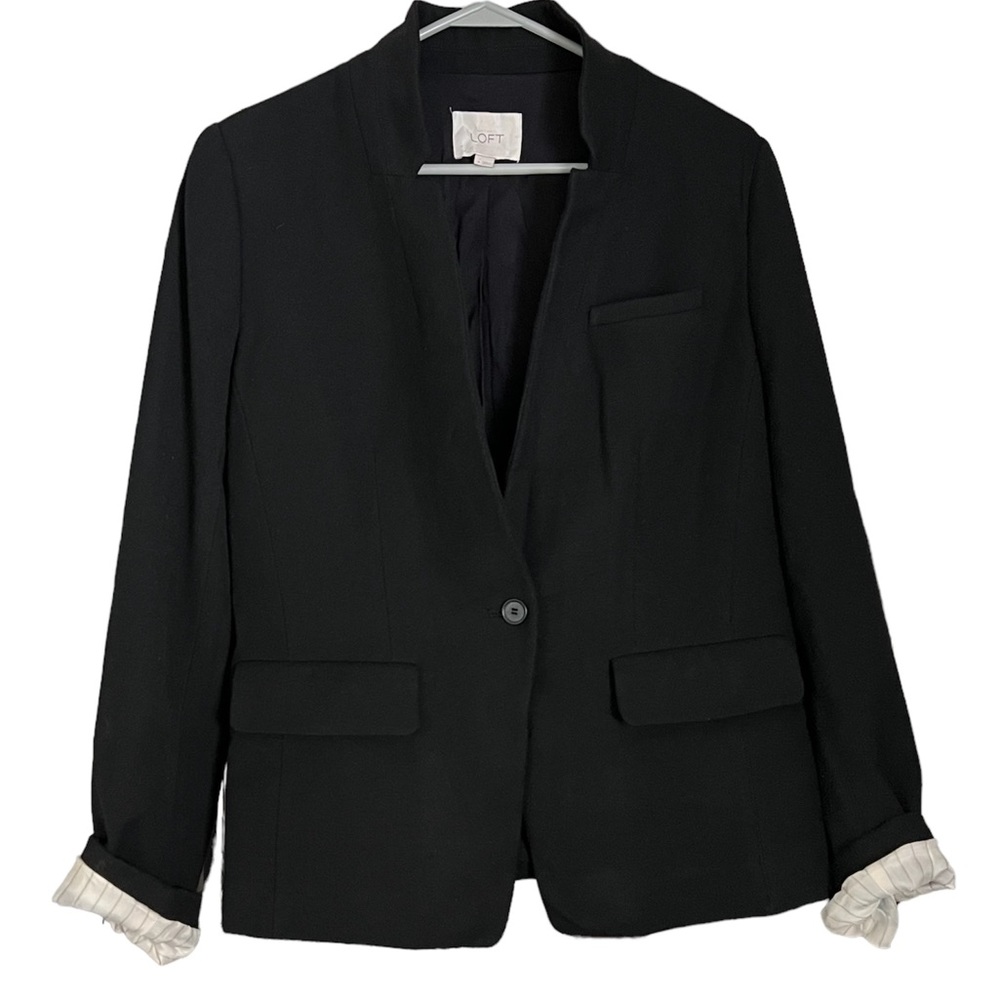 LOFT Black Notchless Single-Button Blazer - Picture 3 of 5